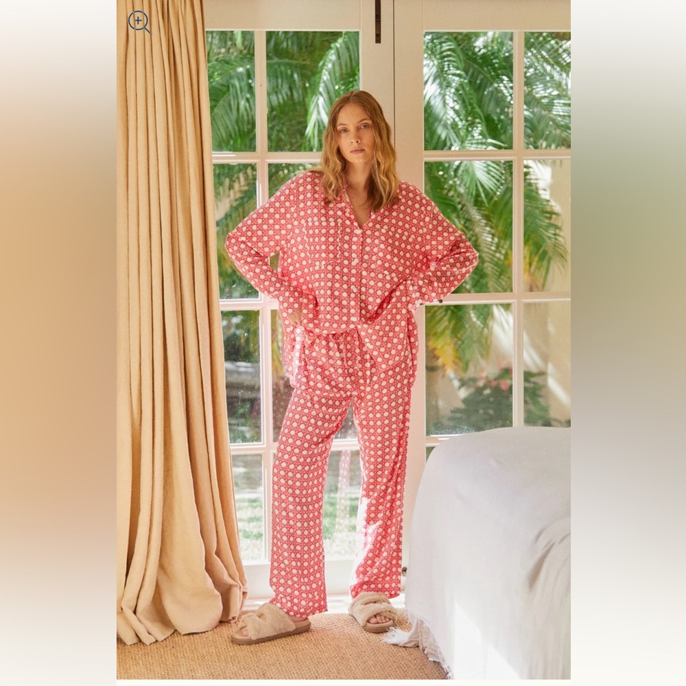 Cozy Pink Polka Dot Pajama Set - Classic Button-Up